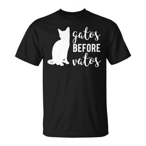 Camiseta Gatos Before Vatos Kitty en español, color negro, unisex para adultos - Product Image 2