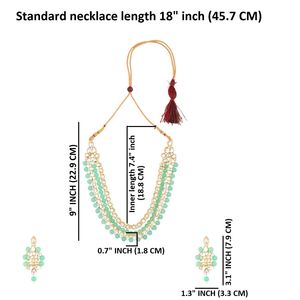 Indian Traditional Jewellery Kundan Faux <b>Pearl</b> Beaded Multi Layered <b>Necklace</b> Wedding Jewelry Set For Women, Turquoise - Product Image 2