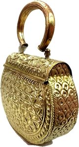 Lightweight comfort and style Trendy brass clutch <b>bag</b> with gemstone details for chic parties At Low Coast - Product Image 3