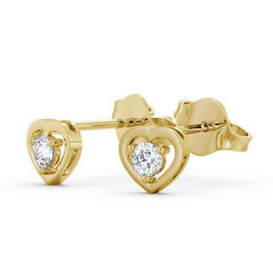 Pendientes de tuerca de cuatro garras de diseño clásico para mujer, pendientes de lujo, pendientes redondos en forma de corazón de diamante de oro blanco sólido - Product Image 2