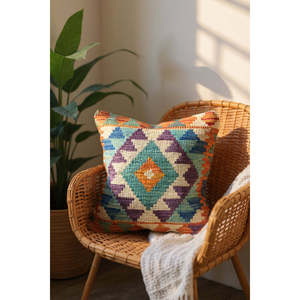 Funda de Cojín Kilim Afgano de 45 x 45 cm, Elegantes Fundas de Cojín para Asientos y Almohadas para Comodidad y Estilo - Product Image 6
