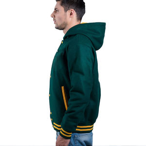 Sudadera con capucha verde Elegantes chaquetas universitarias de Letterman con logotipos personalizados y colores de chaqueta universitaria para hombre y mujer - Product Image 4
