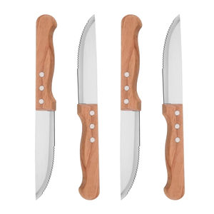 Vente directe d'usine, 4 couteaux à steak micro-dentelés de 4,7 pouces avec manche ergonomique en bois de hêtre, couteaux de cuisine - Product Image 1