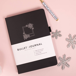 <span class=keywords><strong>Agenda</strong></span> diaria LABON con cubierta de cuero PU, páginas de papel negro con cuadrícula punteada, planificador con banda elástica. - Product Image 3