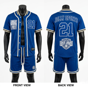 Ensemble short et maillot de baseball pour homme, 180 GSM, polyester mesh, design rose et bleu, logo sublimé. - Product Image 2
