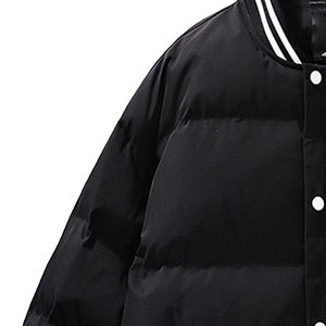 Chaqueta Varsity Acolchada para Hombre, Diseño Moderno 2026, Color Negro Completo, Personalizable OEM, Estilo Elegante para Clima Frío, Exportación, Calidad Premium, Gran Venta - Product Image 5