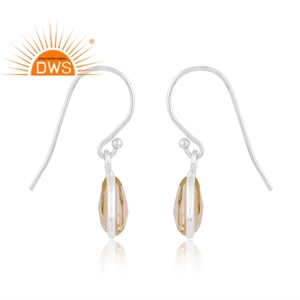 Vente chaude en argent Sterling naturel citron topaze pierres précieuses balancent boucle d'oreille bijoux personnalisés pour les femmes cadeau pour elle - Product Image 3