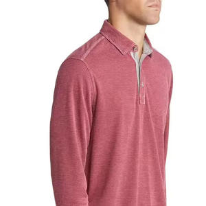 Camisas de Manga Larga para Hombre, Tejido Sólido de Mezcla de Poliéster/Algodón, Servicio OEM, Bordadas, Ligeras y Transpirables - Product Image 3