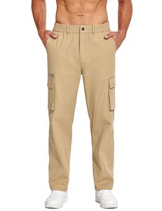 2024 New <b>Men's</b> High Waist Cargo Pants European and American Sizing Multi-Pocket Casual <b>Trousers</b> <b>Baggy</b> Style Plus Size Fabric - Product Image 1