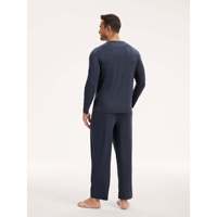 Conjunto de Pijama Largo Premium Personalizado para Hombre, 2 Piezas, Tejido de Bambú, Algodón y Seda Transpirable, Ropa Casual para el Hogar, Logotipo Personalizado