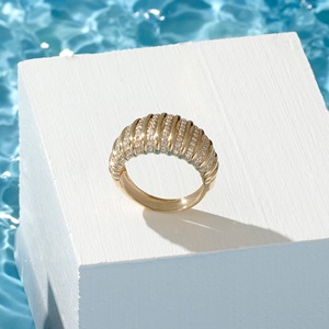 สายโดมหนาคำสั่งหนาปูชุด bombe แหวน bombe หนาเครื่องประดับแหวนทองเพชรธรรมชาติ14K ของแข็ง68 - Product Image 3