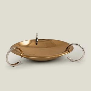 Présentoir de plateau de service alimentaire en métal design élégant vintage avec poignées décoratives de table pour la maison, l'hôtel et les restaurants - Product Image 5