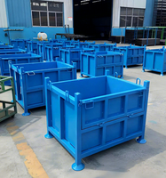 Conteneur industriel en fil métallique pliable 800x600x650mm avec porte demi-ouvrante, cage de stockage en acier, caisse à palettes en maille métallique pour entrepôt