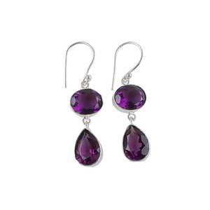 Boucles d'oreilles clous en argent sterling 925 avec améthyste, faites à la main, plaquées or, certifiées IGI, sans nickel, cadeau pour femme - Product Image 4