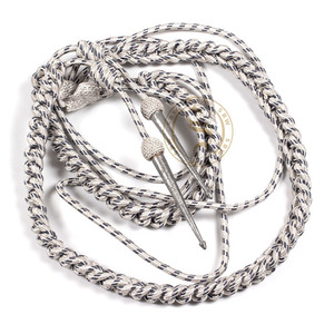 Grey Bullion <b>Wire</b> Thick Braided Aiguillette for Fuerzas Armadas Uniform Dresses | Custom Shoulder Aiguillette for Uniforms - Product Image 3