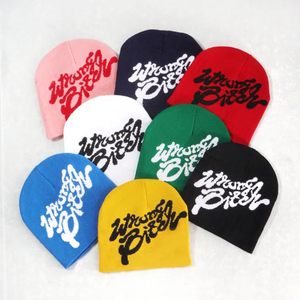 Gorros con logotipo grande, gorro de acrílico de lujo sobre todo Jacquard, gorros tejidos, gorros cálidos para hombres y mujeres - Product Image 1