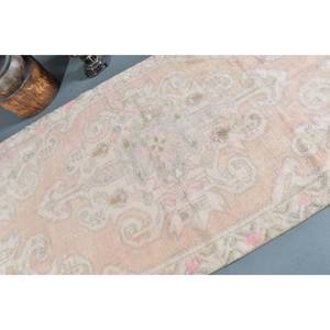 Vintage Turkish <b>Rug</b> 4.2 X 7.4ft Beige Pink Large Area Woolen Patchwork Latex Backing Rectangular Abstract for <b>Hallway</b> Room <b>Rug</b> - Product Image 5