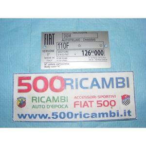 Plaque métallique de données FIAT 500 R TARGHETTA RIASSUNTIVA FREGI E SCRITTE pour Vano Motor Fiat pour pièces de moteur - Product Image 1