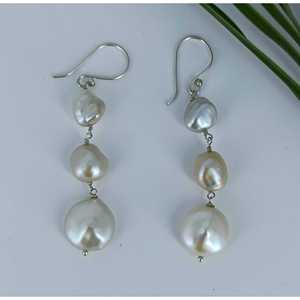 Handmade 925 Sterling <b>Silver</b> Freshwater Pearl <b>Dangle</b> <b>Earrings</b> for Women Bohemian Style Gift for Her - Product Image 6