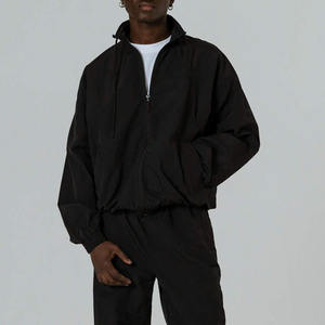 Logo personnalisé imprimé hiver noir ensemble de survêtements en coton vente de gros hommes coupe-vent veste de jogging pantalon unisexe 2 pièces ensemble - Product Image 5