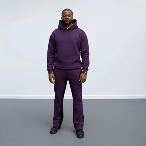 Survêtement d'hiver décontracté pour homme, en polaire unie, de haute qualité, respectueux de l'environnement, vêtements personnalisés, style streetwear, coupe classique, 2 pièces - Product Image 2