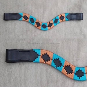 Bandas de piel auténtica para cejas de caballo y polo, color turquesa y oro rosa, tejido a mano, con forma de onda - Product Image 3