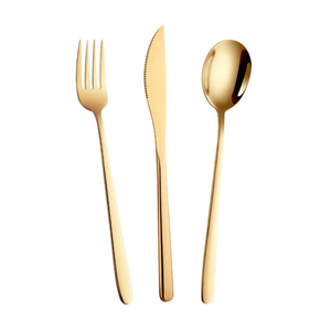 Vajilla Lisa y Fácil de Limpiar, Cubiertos de Restaurante, Cuchara y Tenedor Dorados, Juego de Cubiertos de Acero Inoxidable Plateado para Bodas y Fiestas - Product Image 4