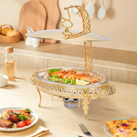 Plat à chafing en acier inoxydable plaqué or, nouveau design personnalisable, chauffe-plats de buffet traiteur, haute qualité, écologique, 3-4L