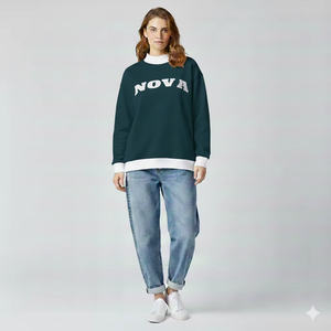 Suéter Holgado Informal con Cuello Alto y Hombros Caídos para Mujer, Top Tejido de Corte Holgado, Moda Urbana Otoño Invierno, Estampado con Cristales - Product Image 1