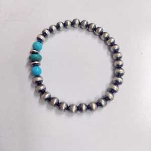 New Trending Handmade Navajo Sterling Silver Beaded Bracelet Beautiful Natural Blue <b>Turquoise</b> <b>Beads</b> for Fashion Jewelry Bracelet - Product Image 1