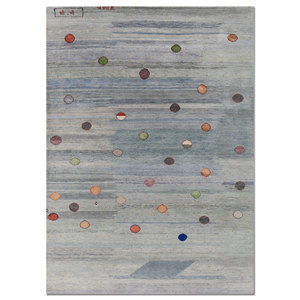 Alfombra de Lana y Seda Anudada a Mano Freedom Manchaha Azul, Rectangular 9x12, Diseño Abstracto de Rompecabezas para Pasillo, Uso Doméstico para Adolescentes - Lub-83 - Product Image 1