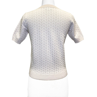 Elegante Suéter de Punto Pointelle de Viscosa y Poliéster para Mujer, Cuello Redondo, Logotipo Frontal, Delgado, de Secado Rápido, para Oficina, Primavera, Colección SS23