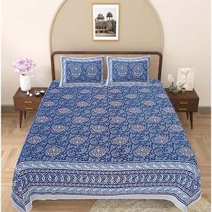 Juego de Sábanas de 3 Piezas con Estampado Étnico en Mezclilla Azul, 100% Algodón, para Cama Doble, con 2 Fundas de Almohada, para Uso Doméstico (ADB1469) - Product Image 2