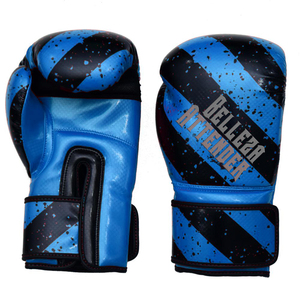 Gants de boxe Muay Thai Kick et MMA d'entraînement en cuir véritable sans marque en noir avec logo personnalisé - Product Image 1
