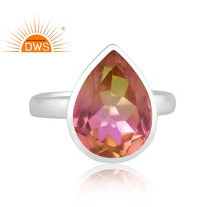 Dernière conception de bague empilable en argent sterling fin Bio Multi Tourmaline Doublet Quartz Gemme Fabricant de bijoux personnalisé - Product Image 3