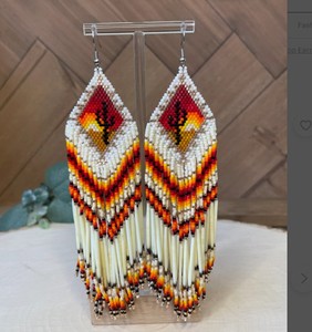 ต่างหูขอบลูกปัดสไตล์โบโฮพื้นเมืองต่างหูลูกปัดขนนกขนนก - Product Image 2