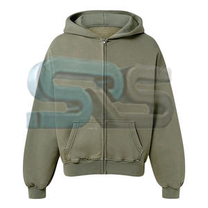 Sudadera con capucha y cremallera de mezcla de algodón básico para hombre, chaqueta holgada con capucha y logotipo personalizado para Fitness, sudadera informal de moda de invierno - Product Image 1