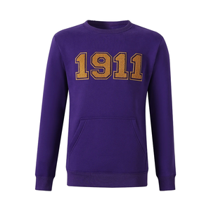 Sudadera informal de cuello redondo de invierno de lana púrpura bordado 3D fraternidades transpirable suave Chenille forro frontal - Product Image 1