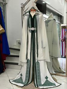 Moroccan Takchita Caftan for Bride Vintage Embroidered Organza A-Line Floor-Length Wedding <b>Dress</b> O-Neck Long Sleeves Empire - Product Image 2