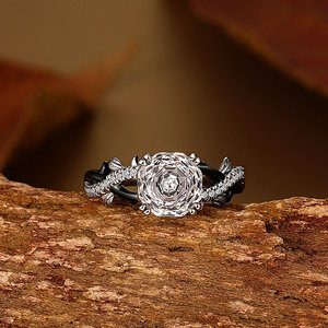 Jeulia Vintage Two Tone Twisted <b>Black</b> Thorn Rose Cut <b>Ring</b> for Children - Product Image 3