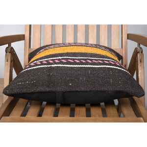 Alfombra de lana Kilim Multicolor, almohada decorativa de 18x18 pulgadas, patrón Vintage, técnica tejida, estilo bohemio - Product Image 5