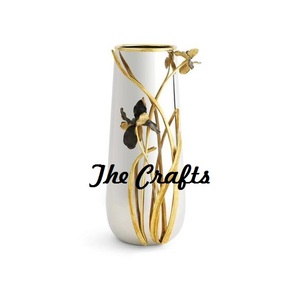 Vase à fleurs en acier inoxydable et aluminium, couleur argent et or, taille et forme personnalisées. - Product Image 4
