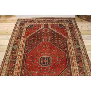 Alfombra Turca Vintage, Alfombra de 4.9x7.7 pies, Alfombra Abstracta Roja y Azul - Product Image 3