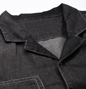 ชุดกางเกงขาสั้นลำลองสำหรับผู้ชายสำหรับฤดูร้อนเสื้อยืดแขนและกางเกงขาสั้นผ้ายีนส์ผ้าถักสวมใส่สบาย - Product Image 5