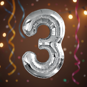 Ballon de fête Love Balloon Numero Silver N3 100cm 12 pcs Bag - Product Image 3