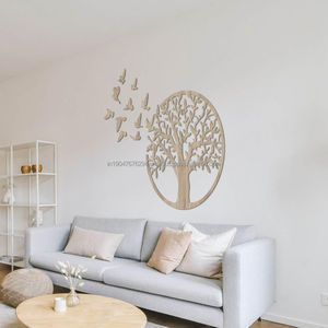 Art mural en bois artisanal moderne, cadre jaune citron, décoration suspendue pour anniversaire, hôtels, restaurants, design Art Déco - Product Image 3