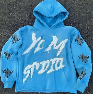 Survêtements délavés à l'acide vintage personnalisés pour hommes nouveau design coton éponge française vieilli Patch broderie sweats à capuche pantalons grande taille - Product Image 5