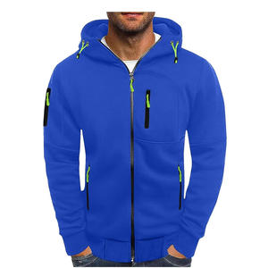 Veste à capuche zippée en molleton léger pour homme avec poches à motif solide pour le sport et la course en plein air - Product Image 5