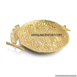 Plateaux de fruits en forme de feuille en aluminium de qualité de luxe Taille personnalisée Décoration fantaisie Bol de service à prix compétitif - Product Image 3