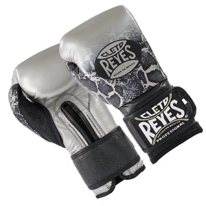 Guantes de boxeo de cuero plateado metálico Guantes de boxeo de lucha profesional Guantes de cuero genuino - Product Image 2